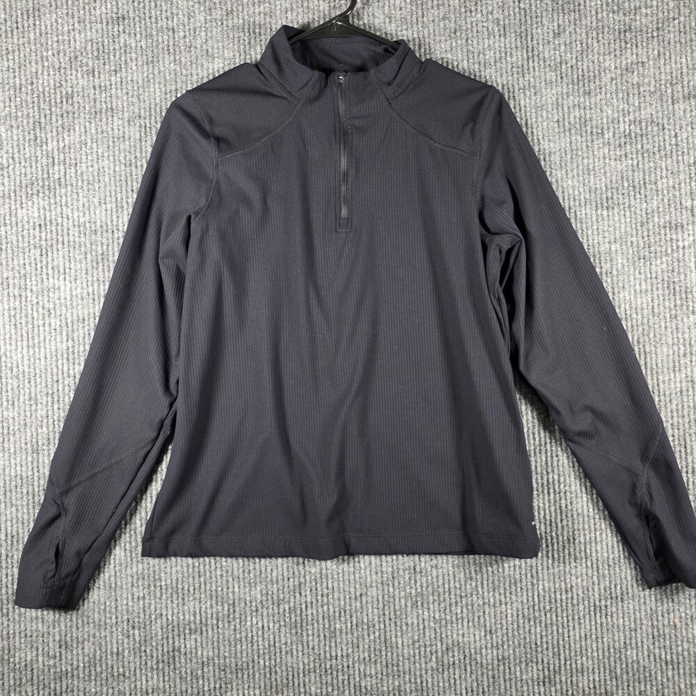 Mondetta Black Ribbed Quarter Zip Active Top Women Large Athletic